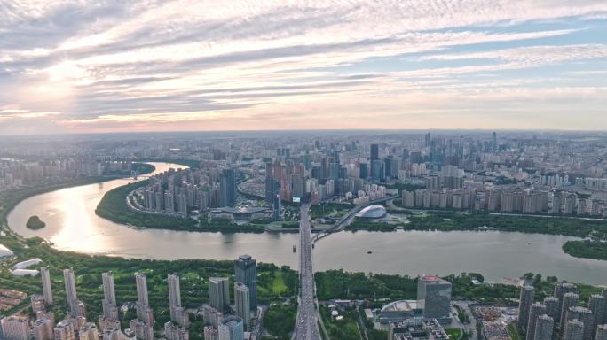 沈阳大钻石空境 浑河，沈阳 落日