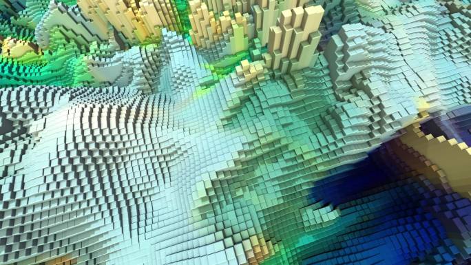 国朝风抽象方块浮动