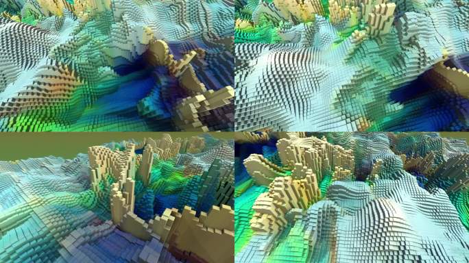 国朝风抽象方块浮动