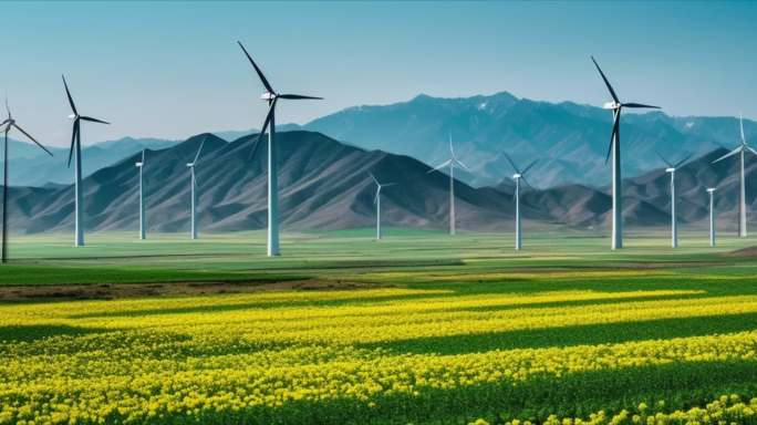 风力发电 油菜花 新能源