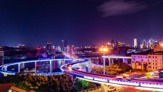 4K重庆菜园坝大桥唯美夜景延时
