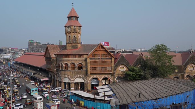 印度孟买历史性地标克劳福德市场的拍摄