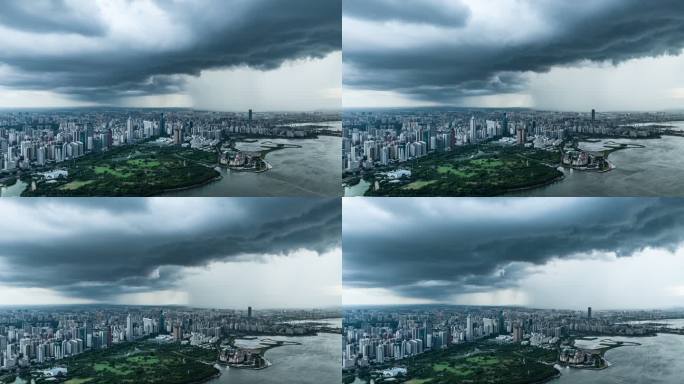 海口城市暴雨乌云密布