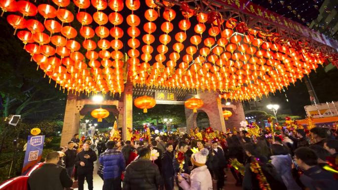 迎春花市 热闹景象 城市繁荣