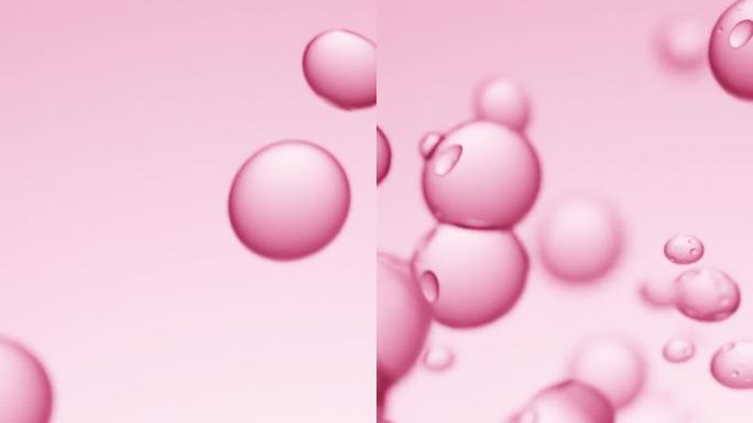粉红色背景上升起的液体气泡