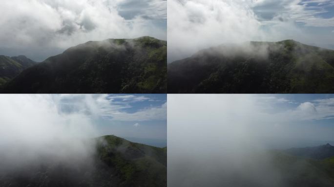 航拍云雾中的山脊