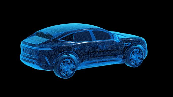 阿维塔新能源车蓝色科技线条通道素材