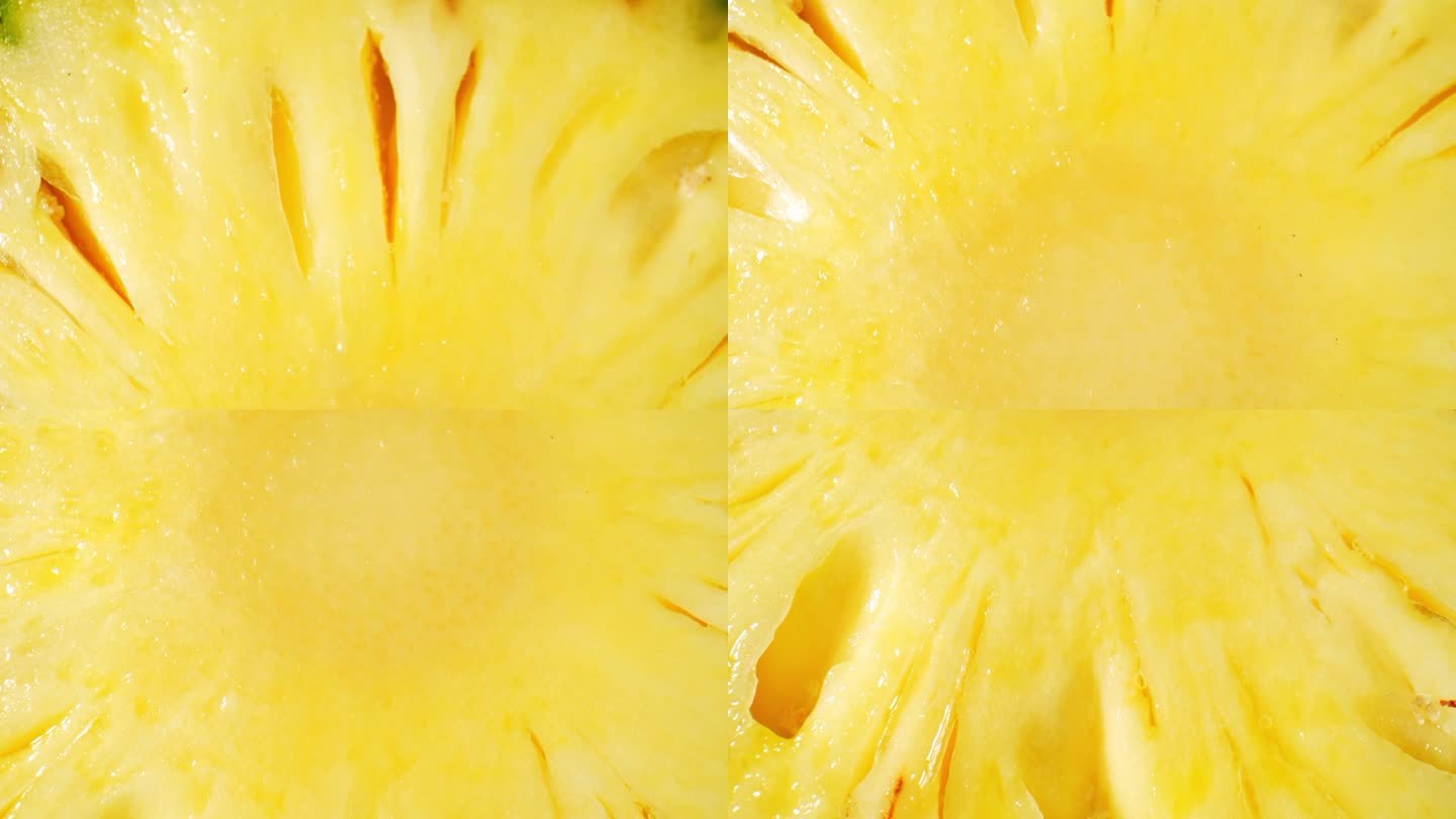 用探针镜头拍摄微距视频的菠萝内部