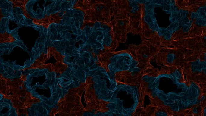 蓝红漩涡烟雾图案纹理运动图形。DJ事件数字技术动画。VJ循环视觉视频背景的事件