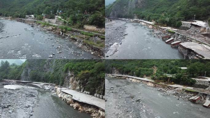 被洪水冲毁的道路