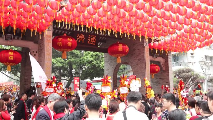 迎春花市 热闹景象 城市繁荣