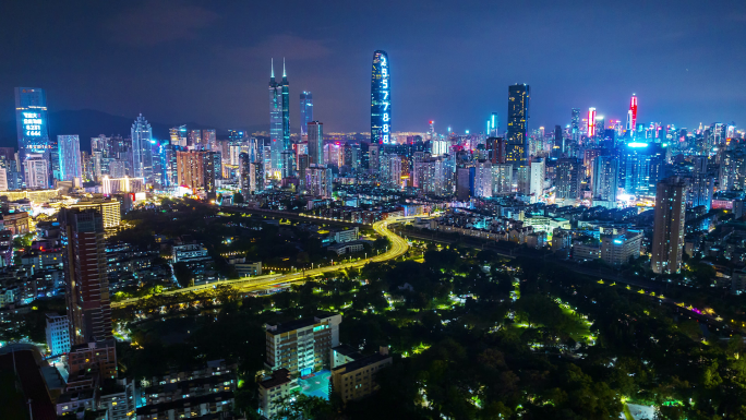 深圳罗湖区夜景航拍延时5