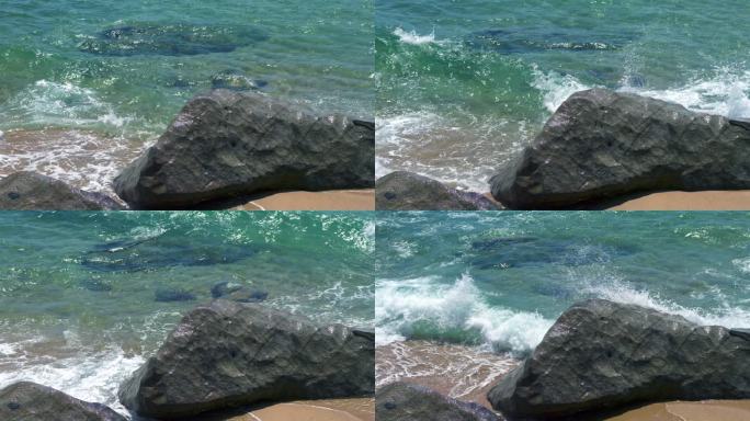 玻璃海和礁石-慢镜头