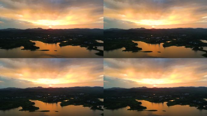 黄昏夕阳下湖面4K实拍