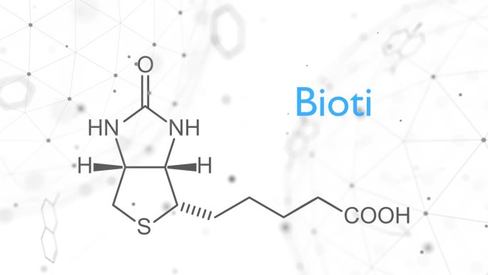 生物素是一种维生素B7。它是羧化酶的辅酶，参与脂肪酸、异亮氨酸和缬氨酸的合成以及糖异生。骨骼的公式。