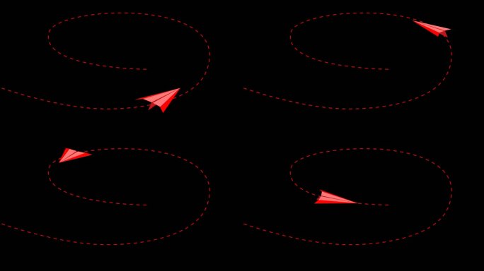 红色纸飞机轨迹多角度运动通道11