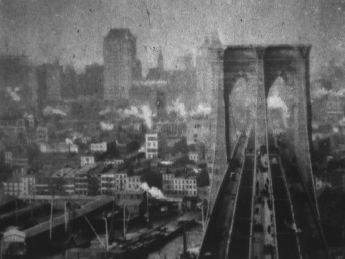 上世纪初 布鲁克林大桥塔楼 全景