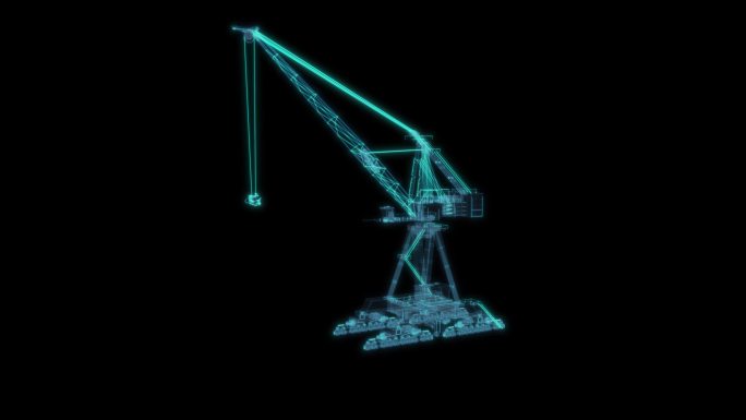 塔吊起重机吊车 高空作业科幻透明网格2