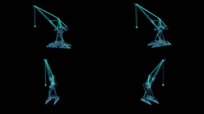 塔吊起重机吊车 高空作业科幻透明网格2