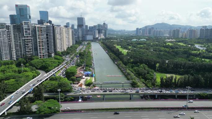 深圳南山区大沙河端午节龙舟比赛