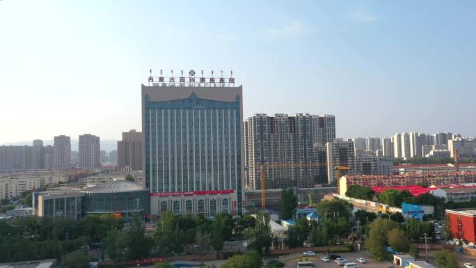 航拍内蒙古国际蒙医医院大楼