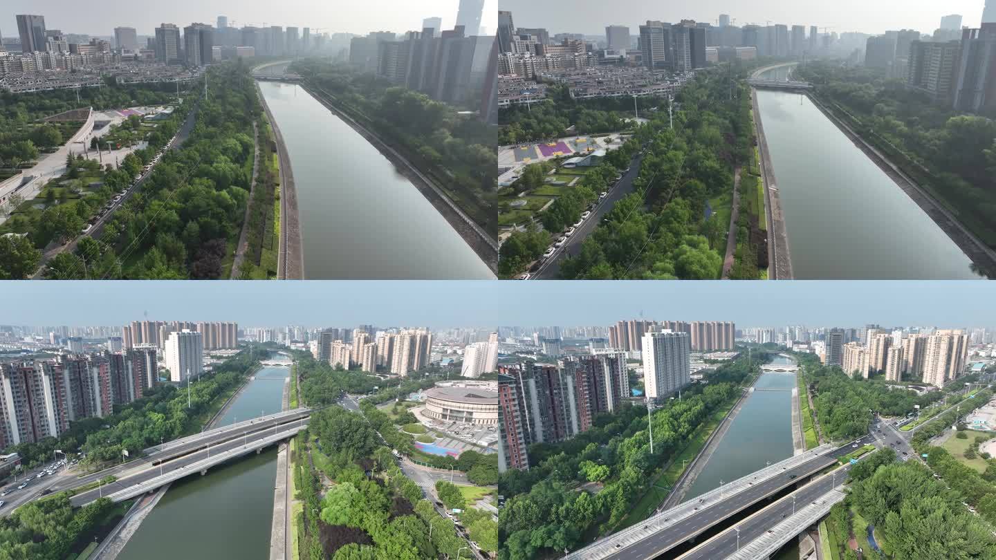 郑州七里河一河两岸4K航拍