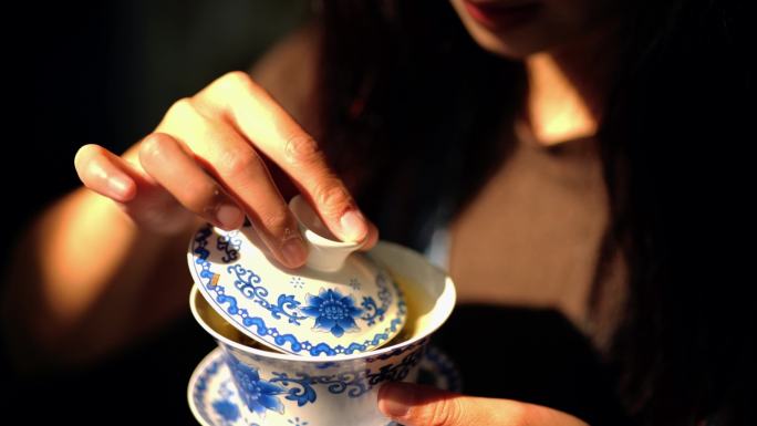 喝茶 饮茶 中国风 盖茶