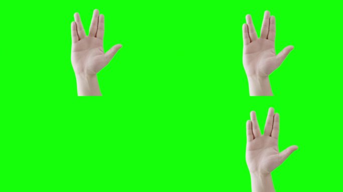 电影《星际迷航》中出现的“火神敬礼”象征着“和平万岁”的手势，也有人称其为“外星人手势”。