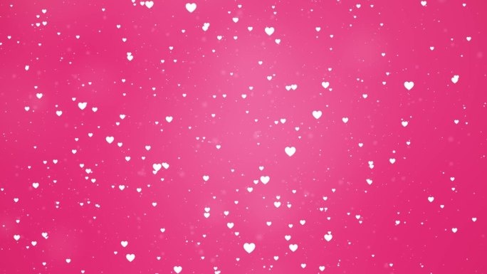 4K情人节粉红红色动画心问候爱的心。散景的节日，