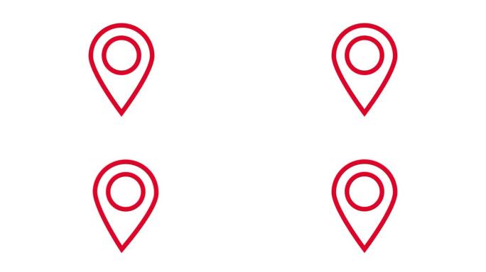 红色GPS定位针指针动画图标在白色背景，8个不同的运动，alpha通道包括在内。