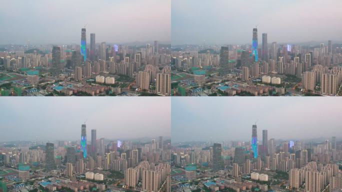 4k航拍山东济南建设中的CBD