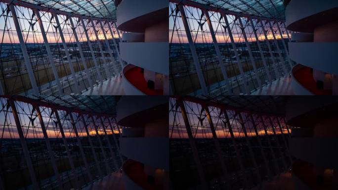 日落出考夫曼中心窗口-延时
