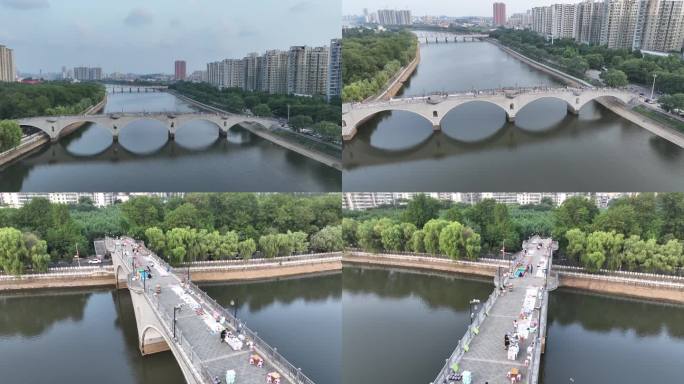 信阳狮河公园步行桥4K航拍