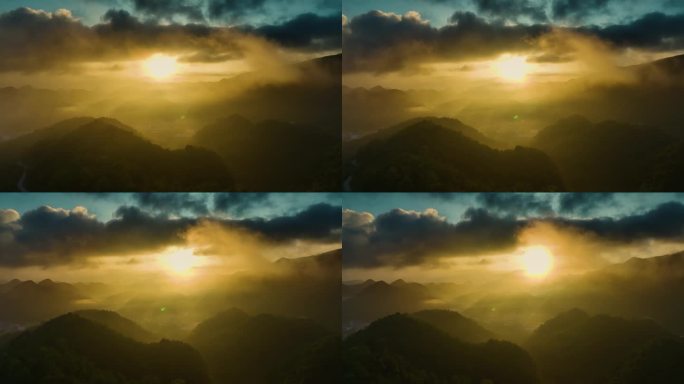山间自然日出视频素材朝阳日升阳光逆光