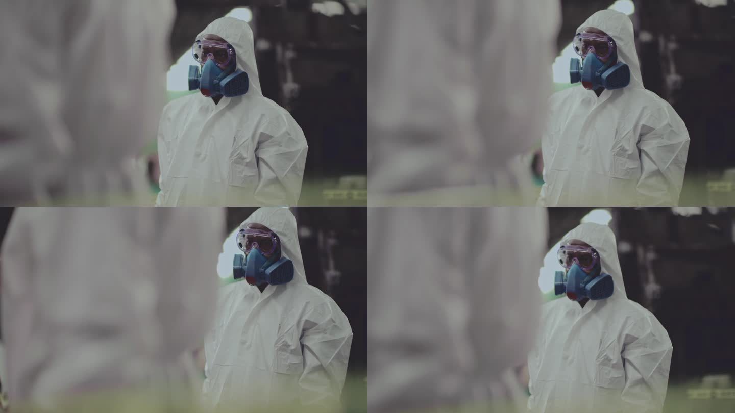 犯罪现场/污染防护服防护面罩视频素材