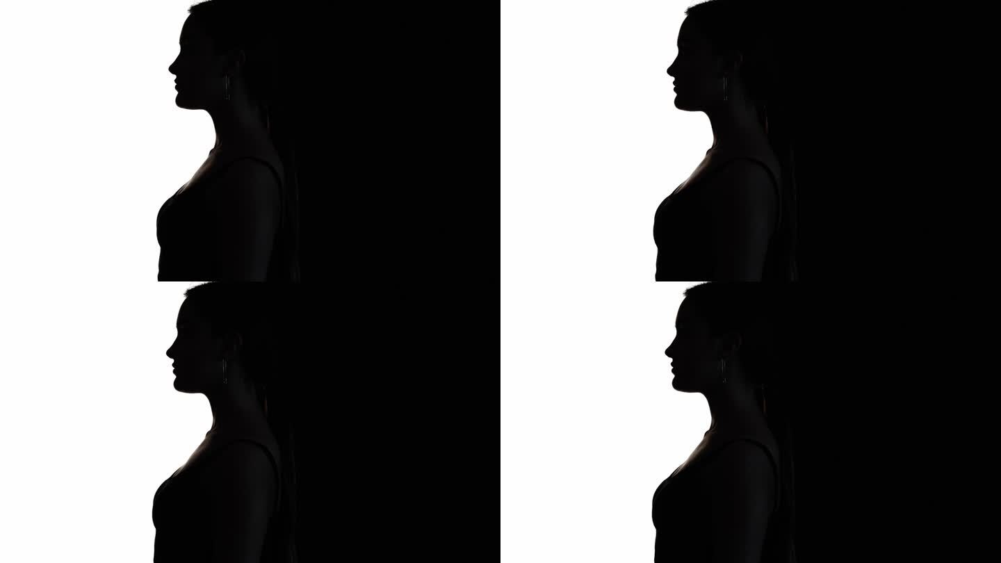 女人的轮廓身体阴影轮廓女性的脸