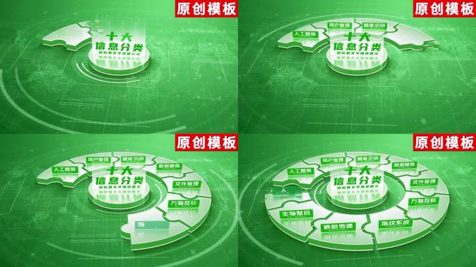 10-干净明亮绿色企业分类ae模板包装