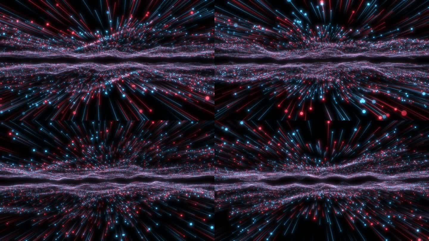 红蓝抽象空间线条粒子