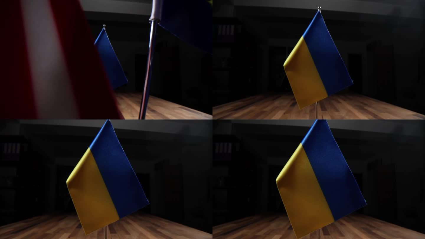 欧盟和美国谈判桌上的乌克兰国旗