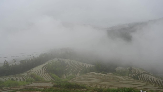 桂林龙脊梯田云雾延时素材