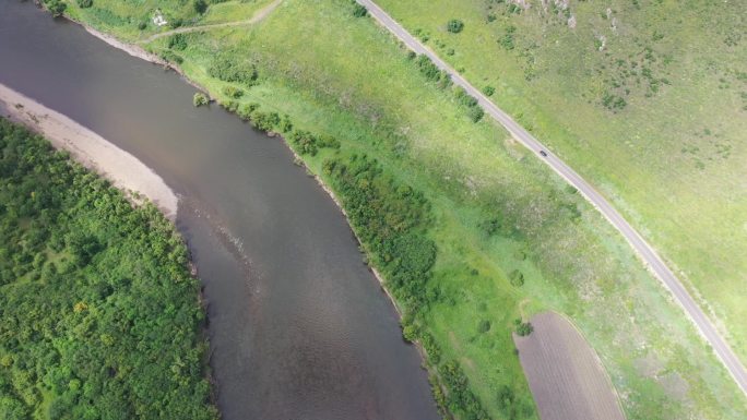 内蒙古生态修复草原河流湖泊