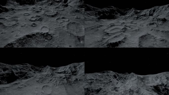 4k月球表面环形山太空穿梭