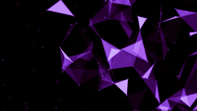 技术背景。4K紫色抽象数字连接移动点和线。Loopable动画。暗网络连接。