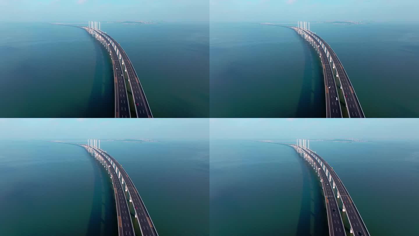 4K航拍山东青岛胶州湾大桥