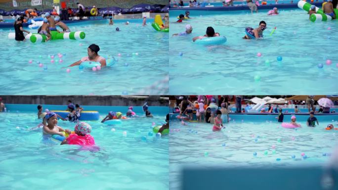 儿童水上乐园玩水升格镜头