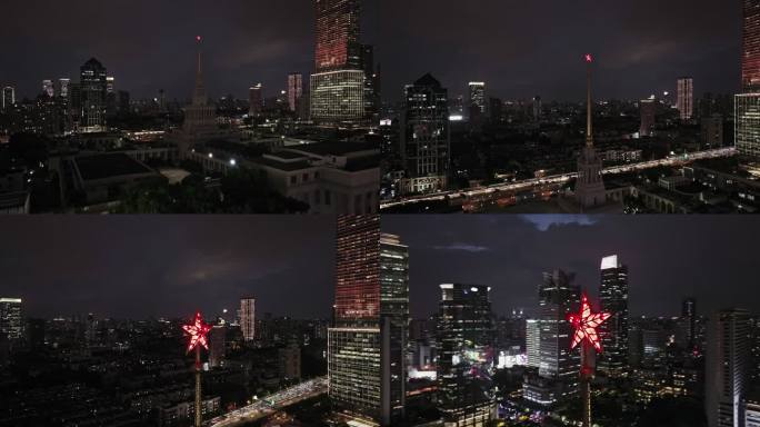 南京西路夜景航拍