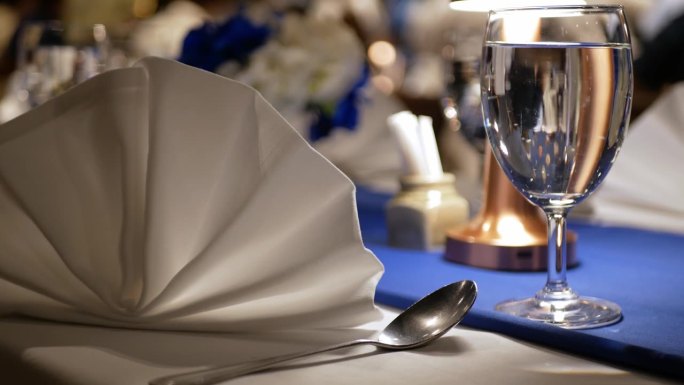 晚上，在宴会厅，带着精心准备的餐巾纸，欣赏优雅的宴会
