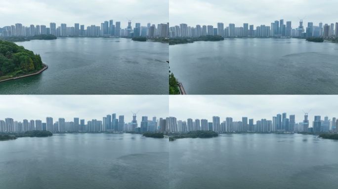 4K航拍长沙湘江新区梅溪湖湿地公园5
