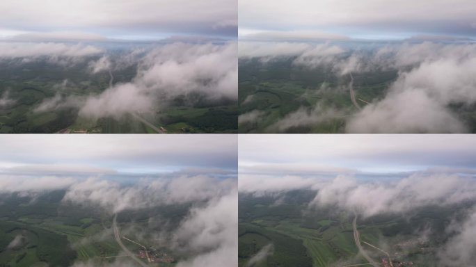 4k航拍雨后山林