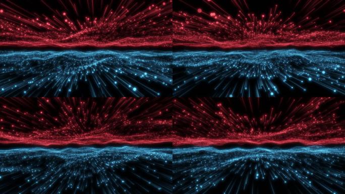红蓝粒子线条抽象空间
